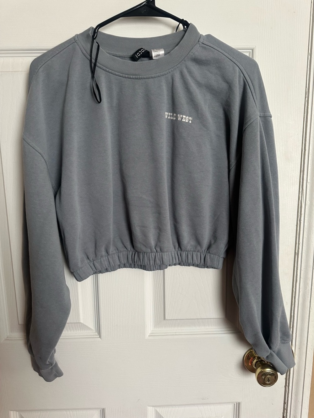 H&M Cropped Crewneck Sweatshirt - Gray